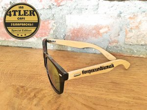 Holz Sonnenbrille " Lovepeaceandblasmusik "