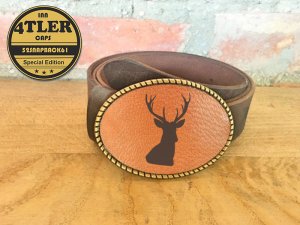 Gürtelschnalle mit  Hirsch Logo