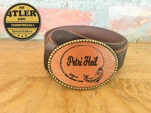 Gürtelschnalle mit Petri Heil Logo