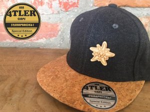 "Edelweiss- Holzlogo" Innviertler Cap mit Korkschild